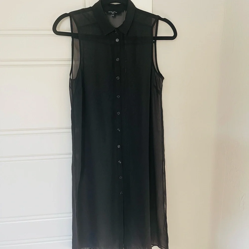 Newlook Black Sheer Tunic Shirt - Picture 3 of 5